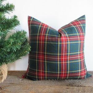 Housse de coussin tartan écossais Stewart vert Fermeture à glissière ouvrant des deux côtés
