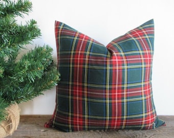 Pillow Cover Green Stewart Tartan Plaid Zipper Opening Both Sides