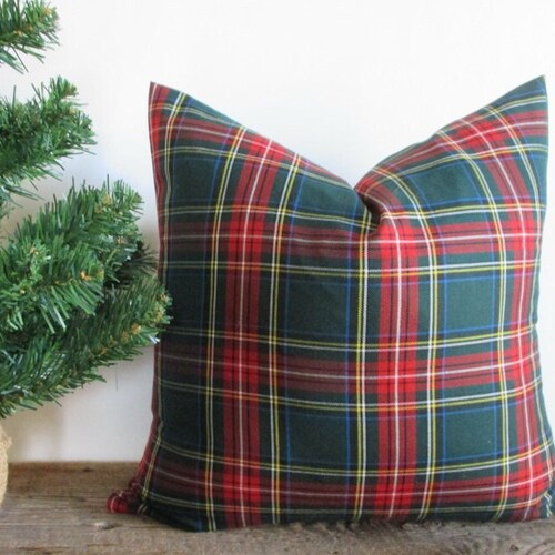 Pillow Cover Royal Stewart Red Tartan Plaid Both Sides Zipper Etsy