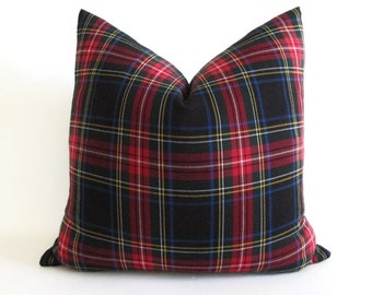 Housse de coussin New Stewart Tartan noir écossais Fermeture à glissière ouvrant des deux côtés Oreiller de Noël