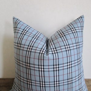 Pillow Cover Tartan Plaid Blue Black White Red Invisible Zipper Both Sides image 6