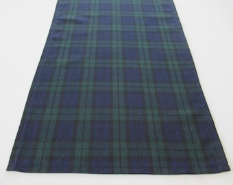 Table Runner Black Watch Tartan Plaid Various Sizes Dark Navy Blue Green Black