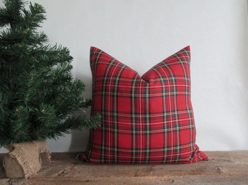 Pillow Cover Royal Stewart Red Tartan Plaid Both Sides Zipper Christmas Pillow Both Sides image 5