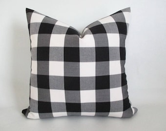 Pillow Cover Buffalo Plaid Black and White Both Sides Zipper Opening