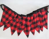 Buffalo Plaid Bunting Red & Black Lumberjack Check Banner Garland