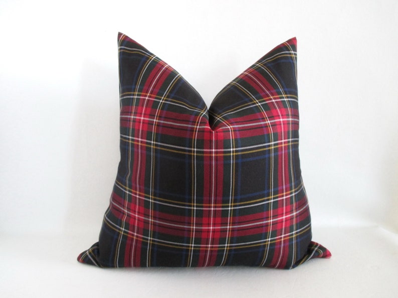 Pillow Cover New Stewart Black Tartan Plaid Zipper Opening Both Sides Christmas Pillow image 7