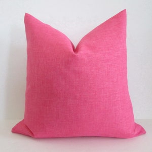 Pillow Cover Solid Bright Pink Basketweave Both Sides Invisible Zipper Indoor Outdoor image 1