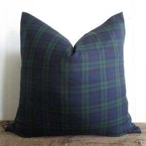 Pillow Cover Black Watch Tartan Plaid Both Sides Dark Navy Blue Green Black Zipper Christmas image 2