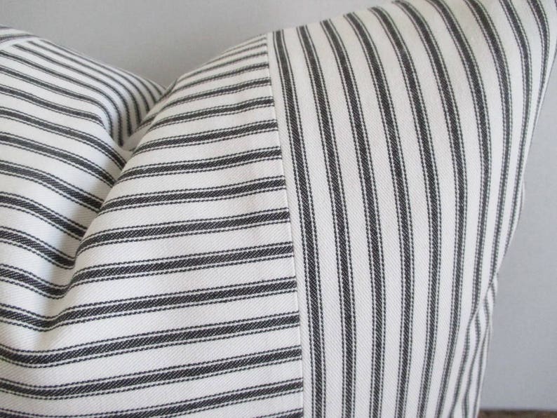 Lumbar Pillow Cover Black Ticking Vertical & Horizontal Etsy