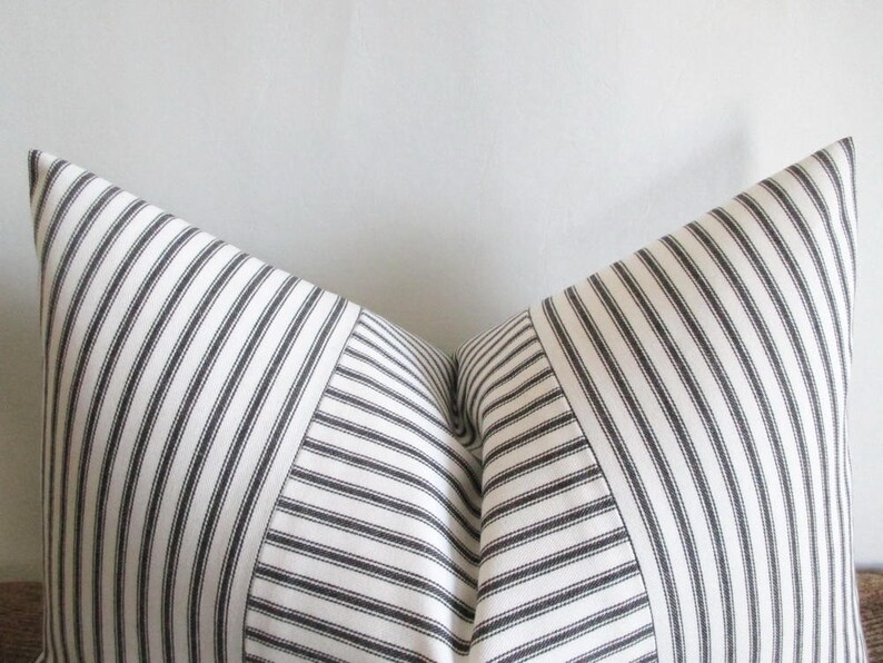 Lumbar Pillow Cover Black Ticking Vertical & Horizontal Etsy