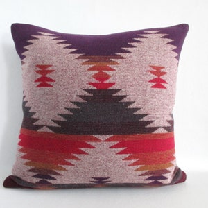 Aztec Pillow Cover 18 x 18 Desert Sunset Colours Poly Wool Blend Super Soft Cuddly Same Fabric on Both Sides Invisible Zipper image 2