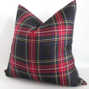 Pillow Cover New Stewart Black Tartan Plaid Zipper Opening Both Sides Christmas Pillow image 3