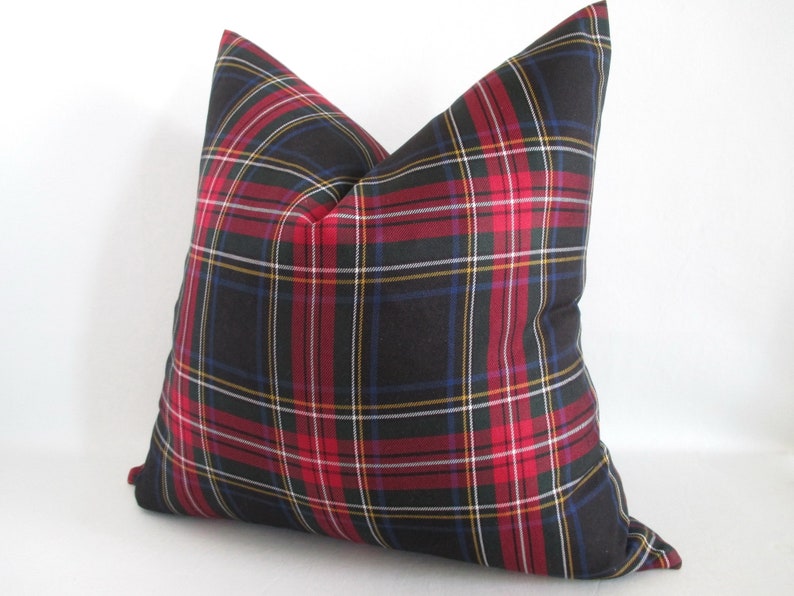 Pillow Cover New Stewart Black Tartan Plaid Zipper Opening Both Sides Christmas Pillow image 3