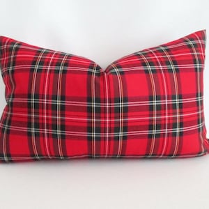 Pillow Cover Red Royal Stewart Tartan Plaid Both Sides Lumbar Sizes