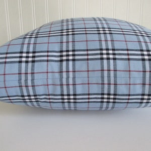 Pillow Cover Tartan Plaid Blue Black White Red Invisible Zipper Both Sides image 5