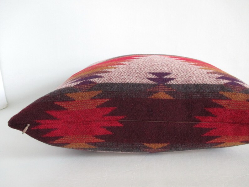 Aztec Pillow Cover 18 x 18 Desert Sunset Colours Poly Wool Blend Super Soft Cuddly Same Fabric on Both Sides Invisible Zipper image 4