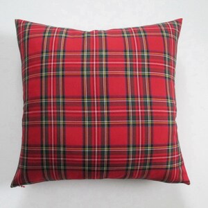 Pillow Cover Royal Stewart Red Tartan Plaid Both Sides Zipper Christmas Pillow Both Sides image 3