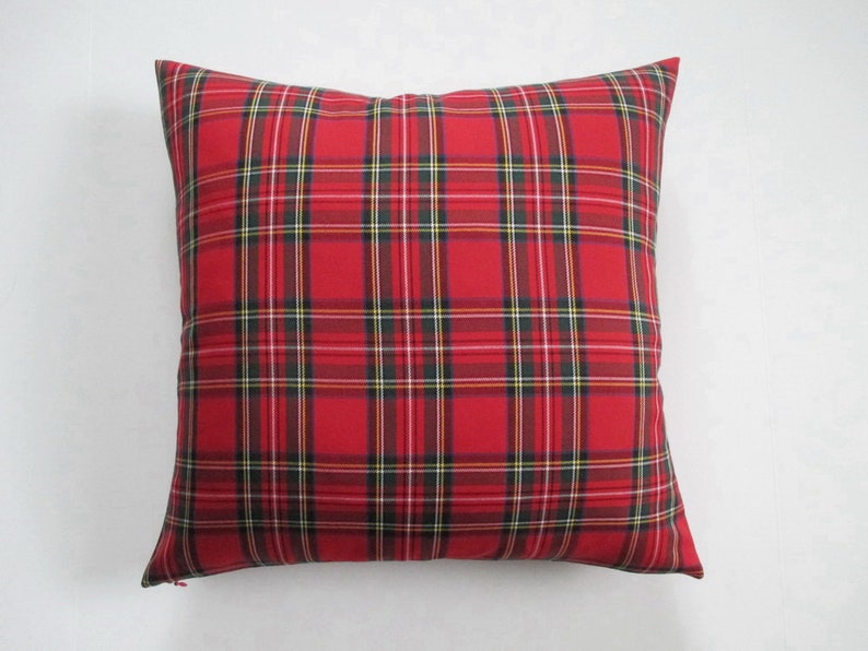 Pillow Cover Royal Stewart Red Tartan Plaid Both Sides Zipper Christmas Pillow Both Sides image 3