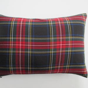 Lumbar Pillow Cover New Stewart Black Tartan Plaid on Both Sides Front and Back Zipper image 2