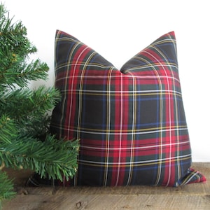Housse de coussin New Stewart Tartan noir écossais Fermeture à glissière ouvrant des deux côtés Oreiller de Noël