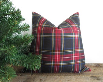 Pillow Cover New Stewart Black Tartan Plaid Zipper Opening Both Sides Christmas Pillow