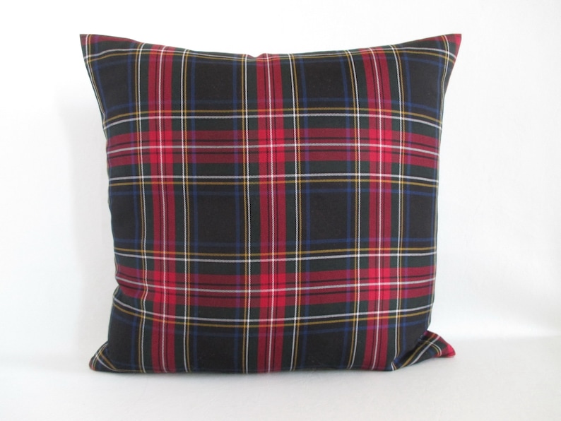 Pillow Cover New Stewart Black Tartan Plaid Zipper Opening Both Sides Christmas Pillow image 6