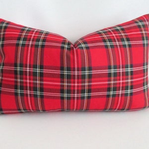 Pillow Cover Red Royal Stewart Tartan Plaid Both Sides Lumbar Sizes image 2