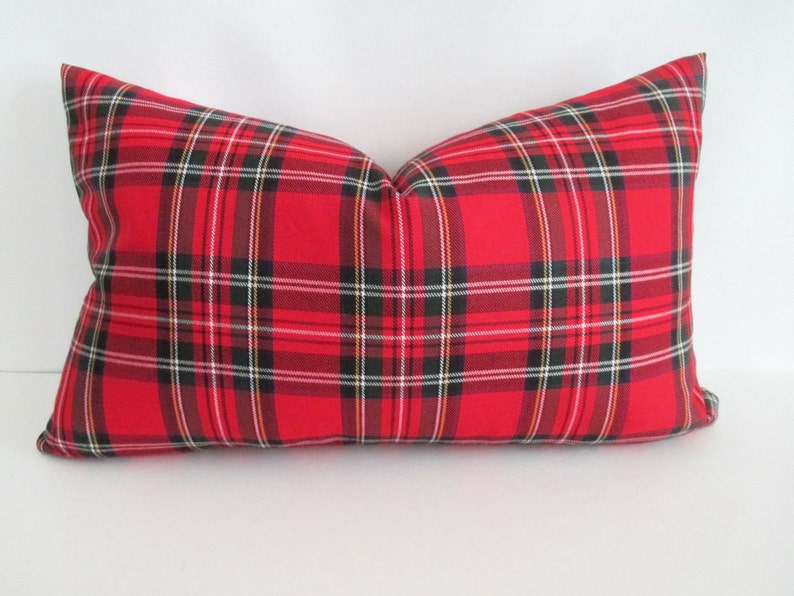 Pillow Cover Red Royal Stewart Tartan Plaid Both Sides Lumbar Sizes image 2