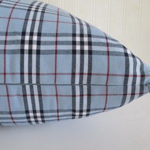 Pillow Cover Tartan Plaid Blue Black White Red Invisible Zipper Both Sides image 4