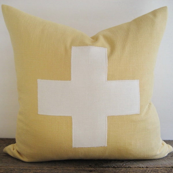 Pillow Cover Chamois Linen Swiss Cross Ready to Ship Last One