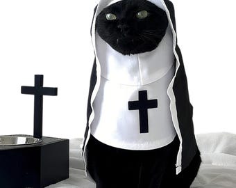 Halloween Costume for Cats, Funny Cat Costume, Puppy Clothes, Cosplay for Small Dogs, Spooky Outfits, Nun Pets Costume, Christmas Gifts