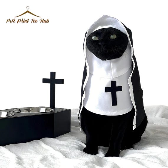 Halloween Costume for Cats, Funny Cat Costume, Puppy Clothes, Cosplay for Small Dogs, Spooky Outfits, Nun Pets Costume, Christmas Gifts