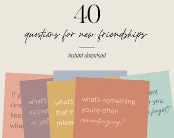 40 tarjetas de conversación imprimibles para nuevos amigos y una conexión real / En buena compañía / Baraja de sugerencias digitales para adultos