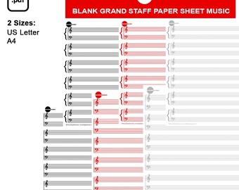 Blank Grand Staff Sheet Music Paper (Printable PDF, US Letter & A4)