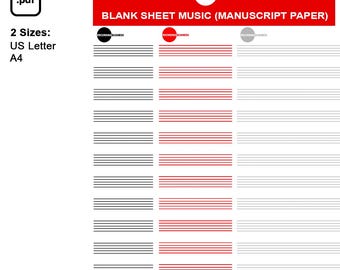 Blank Sheet Music (Manuscript Paper) 12-Staff Printable PDF (US Letter & A4 Size) Staff Paper