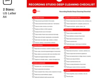 Recording Studio Deep Cleaning Checklist Printable PDF (US Letter & A4 Size)