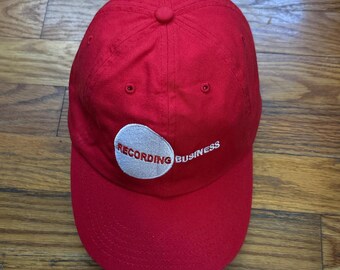 Recording Business Embroidered Logo Classic Dad Hat Cap (Red)