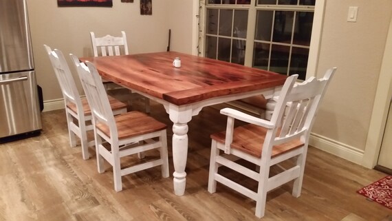 Rustic Farmhouse Dining Table With Live Edged Mesquite Top Etsy