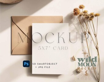 5x7 Greeting Card Mockup: Vertical Invitation Wedding, Birthday (PSD, JPG Digital Download) 28