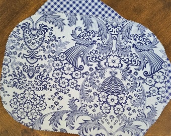 6 Delft Blue and White Oilcloth Placemats