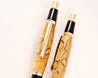 Elegant Pen and Pencil Gift Set in Spalted Maple Wood