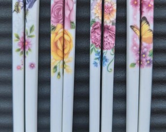 4 Pairs Porcelain Chinese Chopsticks, High-grade Bone China Chopsticks