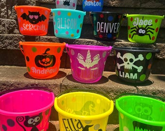 Aangepaste Halloween-emmers, Glow in the Dark-emmers, Trick or Treat-emmers, Halloween-emmer met naam, Halloween-emmer met karakter, jongen