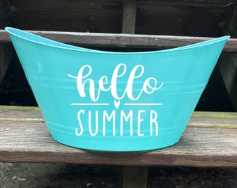 Olá Verão, Cesta de Presente Olá Verão, Balde Olá Verão, Cesta Olá Verão, Itens Essenciais para Piscina, Balde de Praia, Balde de Areia, Olá Verão