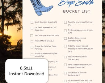 Bucket List Reiseplaner: Cowboy Boot Design (Digitaler Download, 8,5x11 PDF)