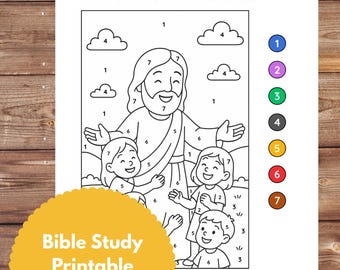 Jesús da la bienvenida a los niños: Página para colorear bíblica (Descarga PDF)
