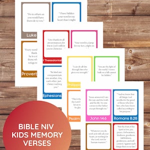 Kids&#39; Scripture Memory Cards: NIV Bible Verses (PDF Downloadable Print