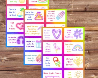 Lunch Box Affirmation Cards for Kids: 32 Printable Encouragement Notes (PDF Download)