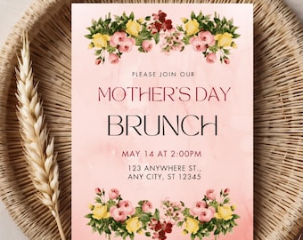 Wildflower Mother's Day Brunch Invitation Template (Digital Download)