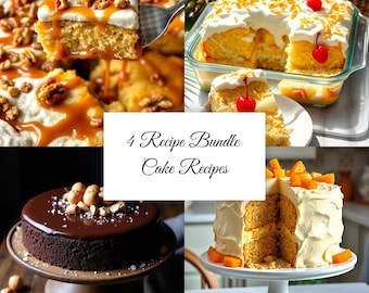 Cake Recipe Bundle: Chocolate, Caramel, Fruit Cakes (PDF Downloadable Recipes)